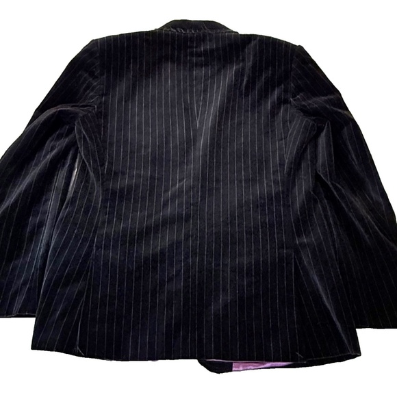 7 Diamonds Men's Vintage Distressed Black Velvet Pinstriped Jacket; Size 42‎ - Picture 4 of 10
